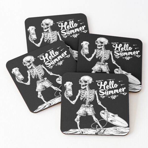 Item preview, Hello Summer Skeleton Surfer Funny Beach Vacation Art designed and sold by inkoutninja.
