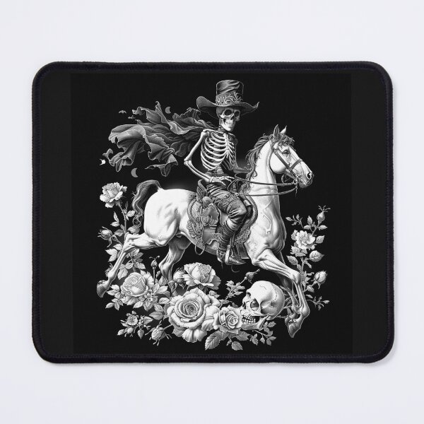Item preview, Skeleton Cowboy Horse Rider with Roses Gothic Western Art designed and sold by inkoutninja.