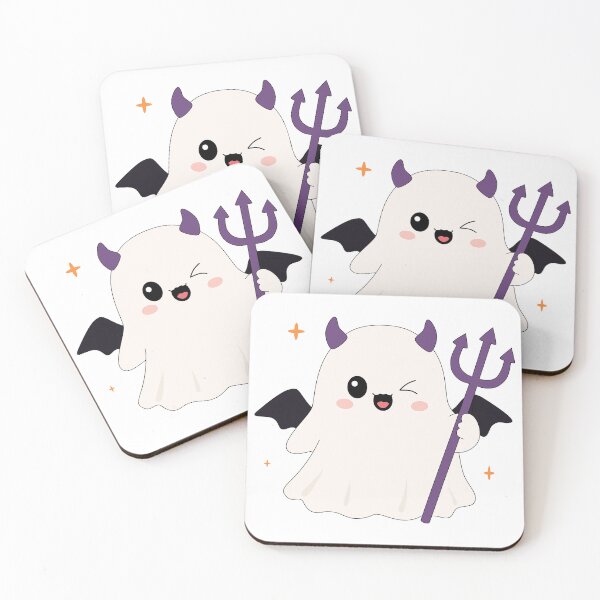 Item preview, Cute Devil Ghost with Horns Bat Wings and Trident Sticker⁠ designed and sold by Teenidesign .