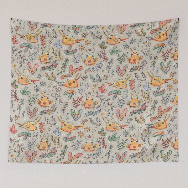 Item preview, Cute Cowfish Pattern | Funny Tropical Fish Design designed and sold by kostolom3000.
