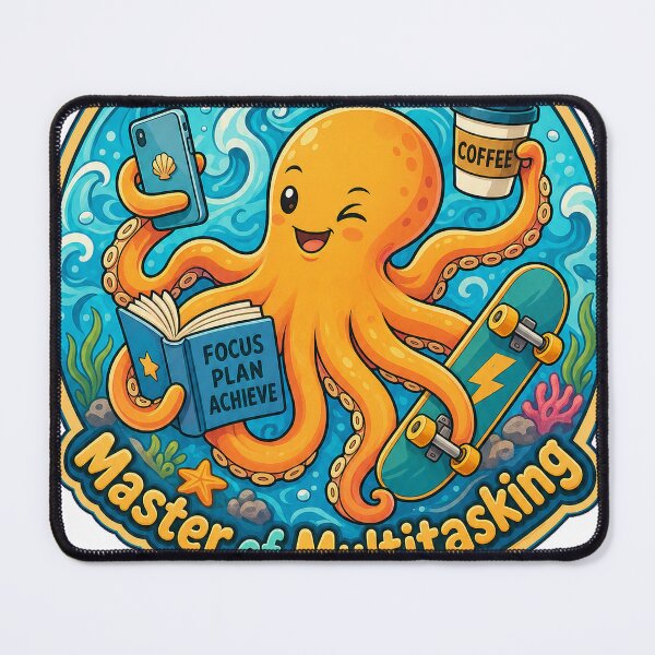 Item preview, Master of Multitasking Octopus Circle Badge T-Shirt Design designed and sold by KIDEnia.