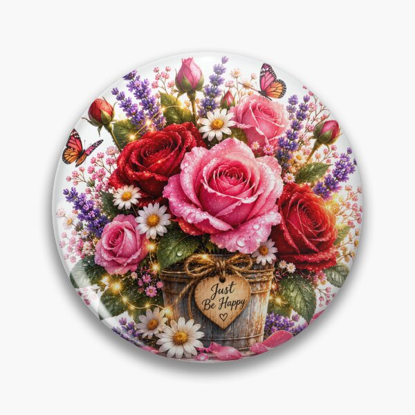 Item preview, Basket of Pink Roses and Wildflowers designed and sold by ThilankaDesign.