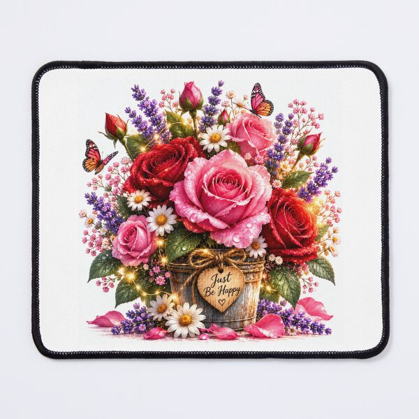 Item preview, Basket of Pink Roses and Wildflowers designed and sold by ThilankaDesign.