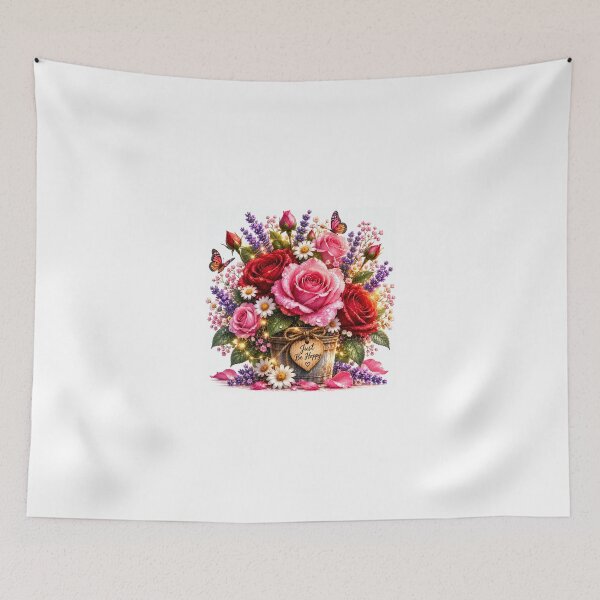 Item preview, Basket of Pink Roses and Wildflowers designed and sold by ThilankaDesign.