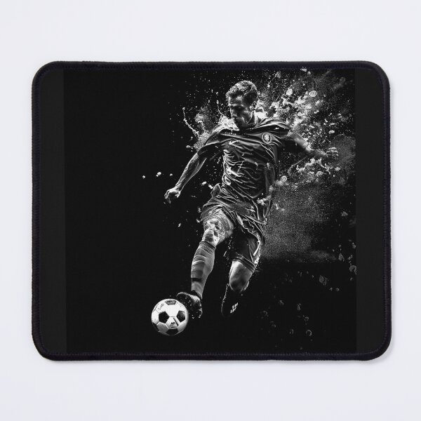 Item preview, Explosive Soccer Player Kick Monochrome Football Action Art designed and sold by inkoutninja.