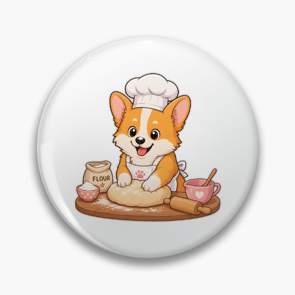Item preview, Cute Corgi Chef Baking Fresh Bread Dough designed and sold by Kaikab007.