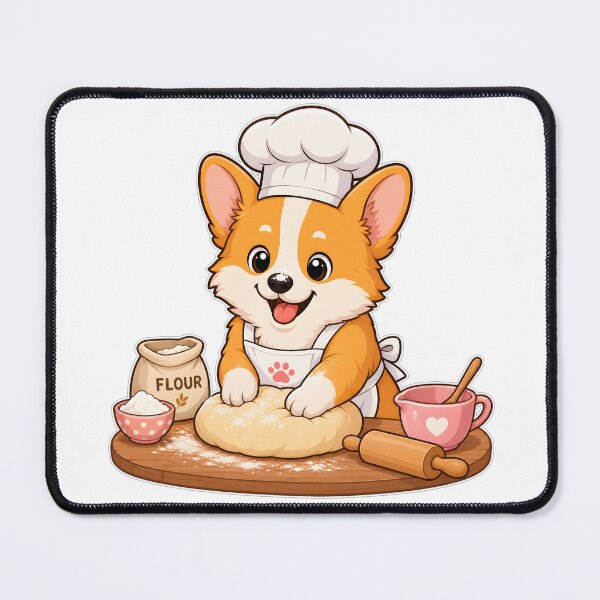 Item preview, Cute Corgi Chef Baking Fresh Bread Dough designed and sold by Kaikab007.