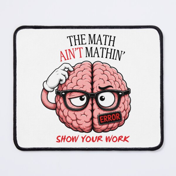 Item preview, The Math Ain't Mathin Show Your Work Funny Brain Illustration designed and sold by GibasVisuals.