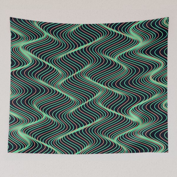 Item preview, Mint Green and Coral Wavy Contour Pattern designed and sold by GraphyLab.
