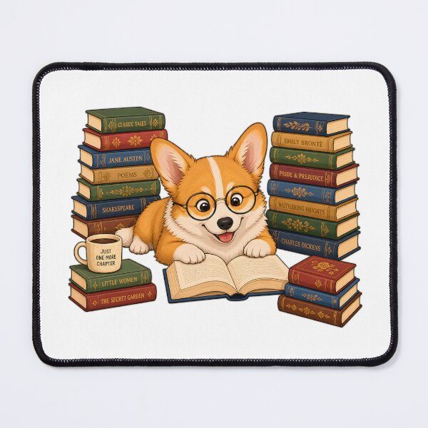 Item preview, Cute Bookworm Corgi Reading Stack Of Books designed and sold by Kaikab007.