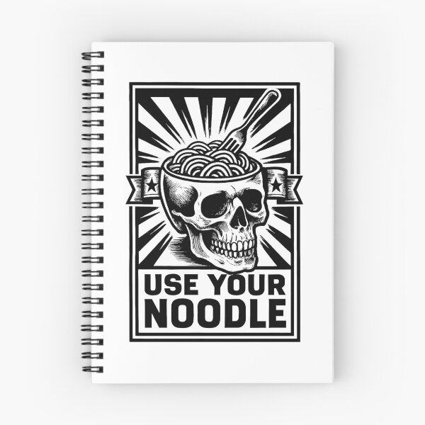 Item preview, Use Your Noodle Skull Noodle Bowl Linocut Illustration designed and sold by DelmerMraz.