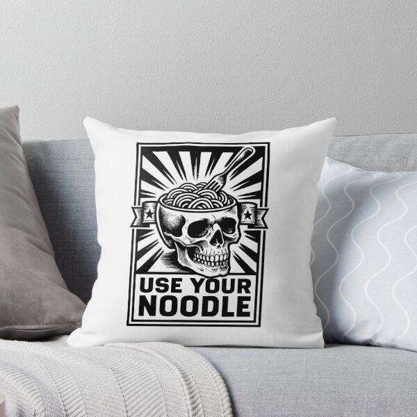 Item preview, Use Your Noodle Skull Noodle Bowl Linocut Illustration designed and sold by DelmerMraz.