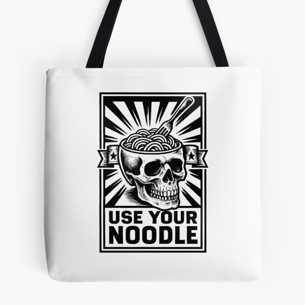 Item preview, Use Your Noodle Skull Noodle Bowl Linocut Illustration designed and sold by DelmerMraz.