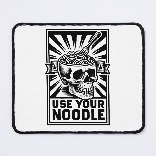 Item preview, Use Your Noodle Skull Noodle Bowl Linocut Illustration designed and sold by DelmerMraz.