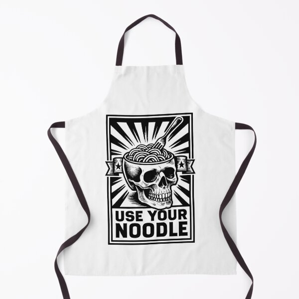 Item preview, Use Your Noodle Skull Noodle Bowl Linocut Illustration designed and sold by DelmerMraz.