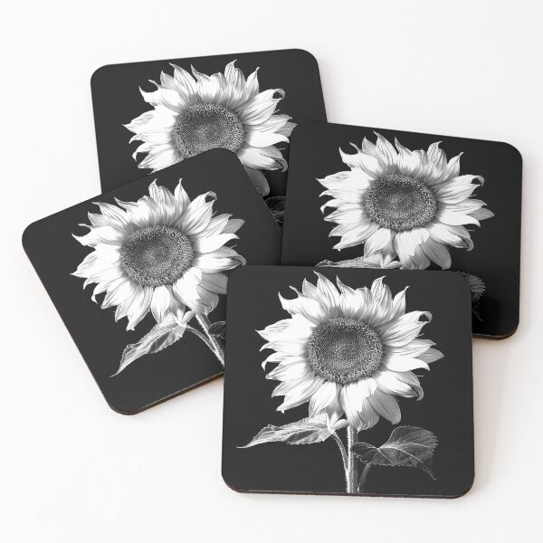 Item preview, Sunflower Portrait Elegant Monochrome Botanical Floral Art designed and sold by inkoutninja.