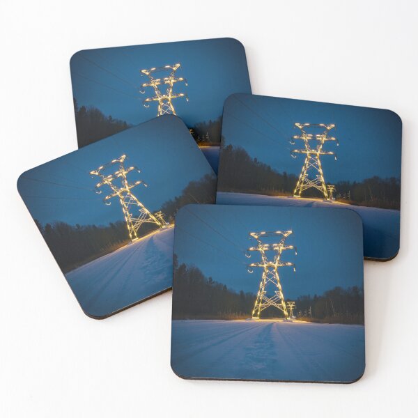 Item preview, Glowing Electricity Pylon in Winter | Atmospheric Night Landscape designed and sold by Pylon-Bureau.