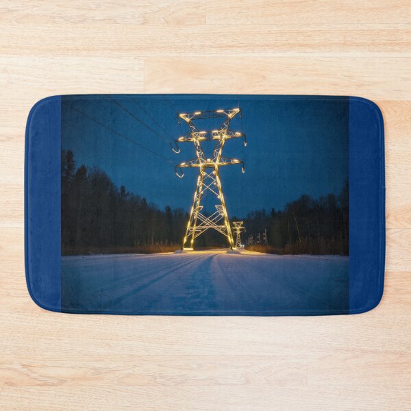 Item preview, Glowing Electricity Pylon in Winter | Atmospheric Night Landscape designed and sold by Pylon-Bureau.