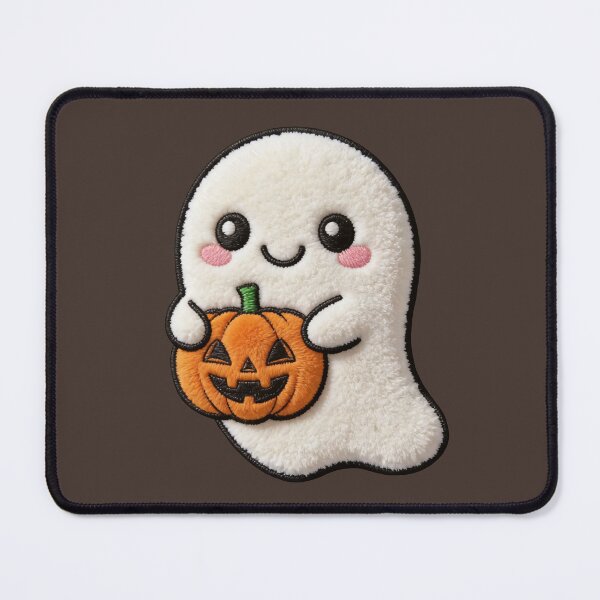 Item preview, Fluffy Ghost Pumpkin Faux Patch Spooky Cute Halloween designed and sold by thelexiverse.