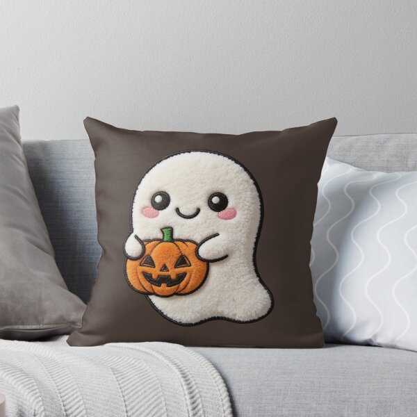 Item preview, Fluffy Ghost Pumpkin Faux Patch Spooky Cute Halloween designed and sold by thelexiverse.