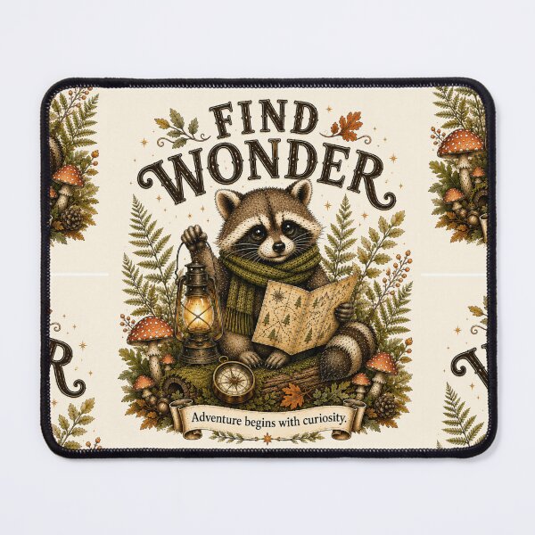 Item preview, Find Wonder Raccoon | Cozy Woodland Vintage Art designed and sold by TinyHeroLab.