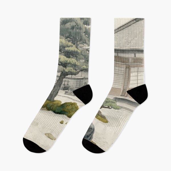 Item preview, Sitting Quietly in a Japanese Garden Watercolor Painting designed and sold by Old Barn Studios.
