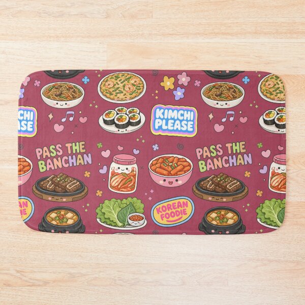Item preview, Korean Food Cute Collage Pastel Seamless Pattern designed and sold by HowToCanadian.