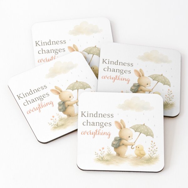 Item preview, Cute Bunny and Chick with Kindness Changes Everything quote designed and sold by Birdsong Blessings.