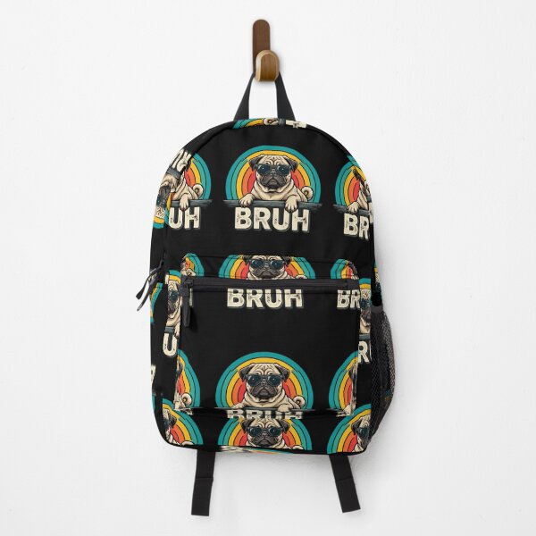 Item preview, Cool Pug Wearing Sunglasses Retro Rainbow "BRUH" Dog designed and sold by GiaoCalonas.