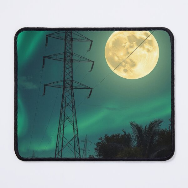 Item preview, Moonlit Electricity Pylon Under Aurora | Dreamlike Night Landscape designed and sold by Pylon-Bureau.