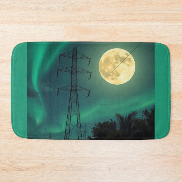 Item preview, Moonlit Electricity Pylon Under Aurora | Dreamlike Night Landscape designed and sold by Pylon-Bureau.
