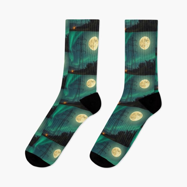 Item preview, Moonlit Electricity Pylon Under Aurora | Dreamlike Night Landscape designed and sold by Pylon-Bureau.