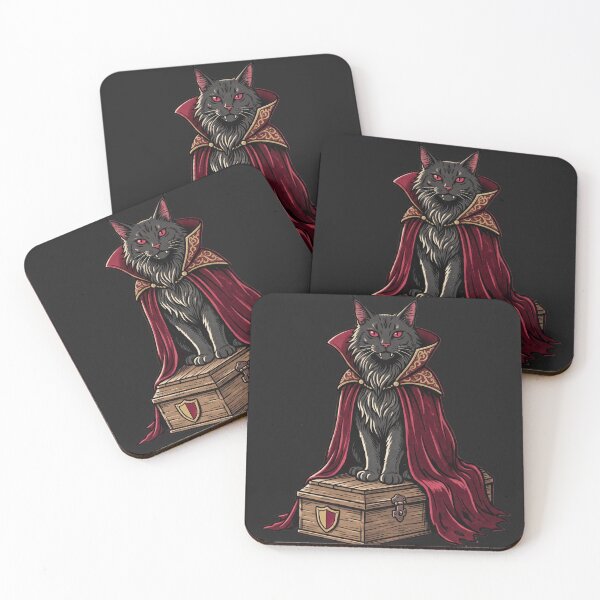 Item preview, Vampire Maine Coon Cat on Wooden Coffin designed and sold by MewSpooky.