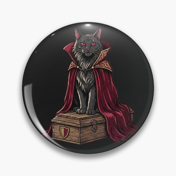 Item preview, Vampire Maine Coon Cat on Wooden Coffin designed and sold by MewSpooky.