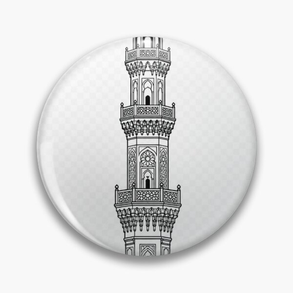 Item preview, Mamluk Minaret | Historic Cairo Islamic Architecture | Black and White Vector designed and sold by DesertInkArt.