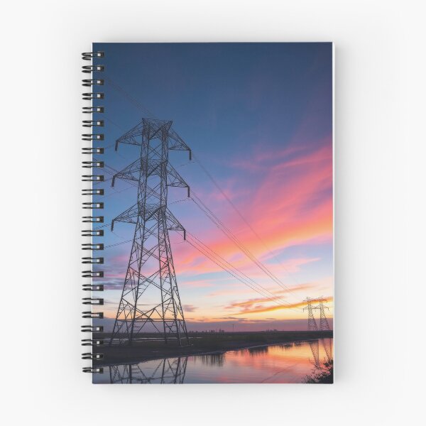Item preview, Electricity Pylon at Sunset Over Reflective Water designed and sold by Pylon-Bureau.