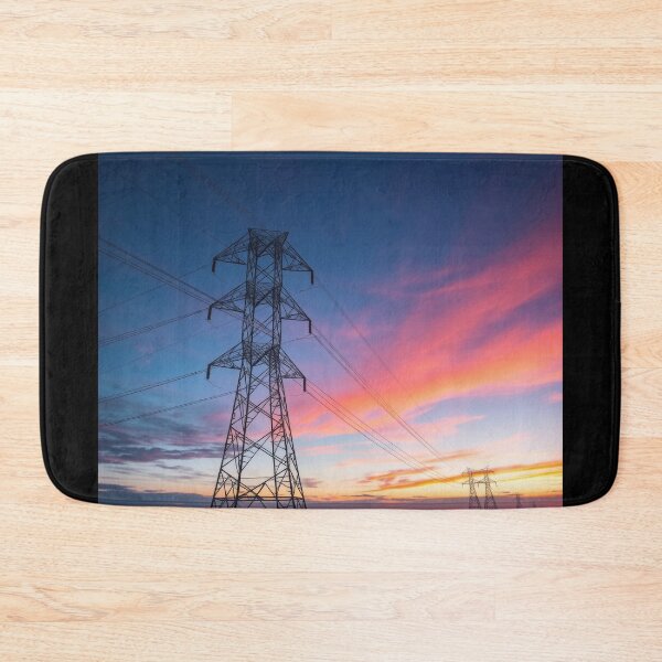 Item preview, Electricity Pylon at Sunset Over Reflective Water designed and sold by Pylon-Bureau.