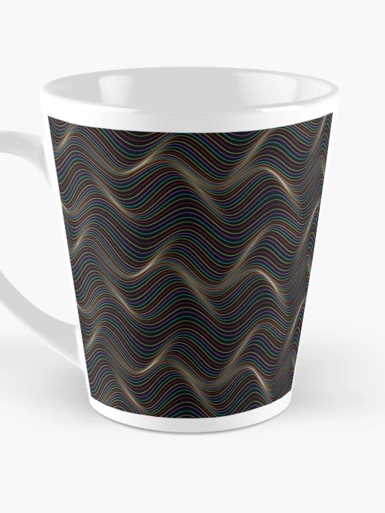 Thumbnail 3 of 4, Coffee Mug, Abstract Multicolor Neon Wavy Contour Pattern designed and sold by GraphyLab.