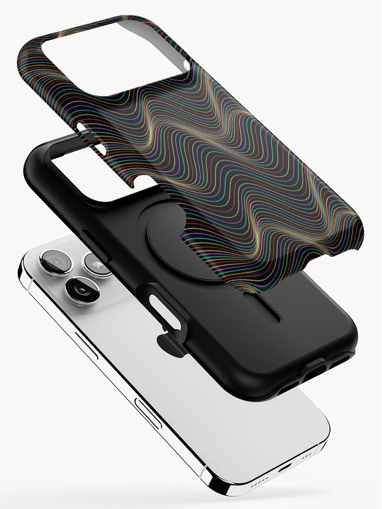 Thumbnail 2 of 4, iPhone Case, Abstract Multicolor Neon Wavy Contour Pattern designed and sold by GraphyLab.