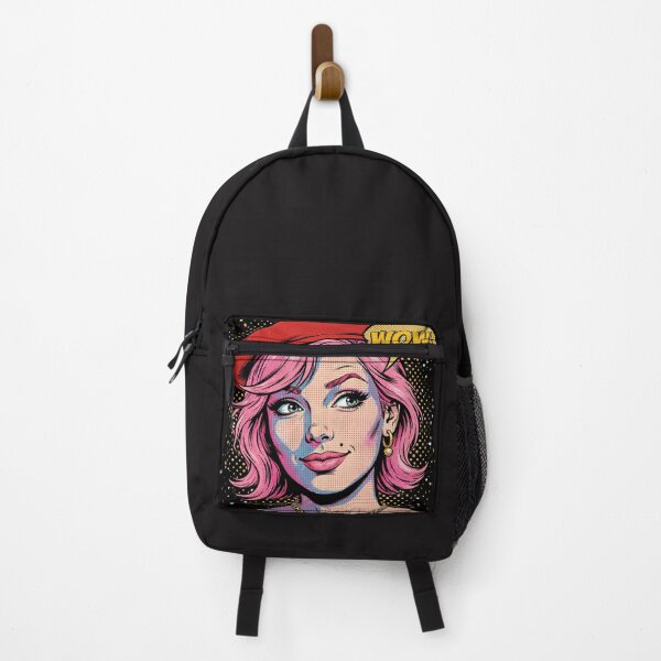 Item preview, WOW Girl with Red Beret - Pop Art Pink Hair Comic designed and sold by MAISON SYLVIE.