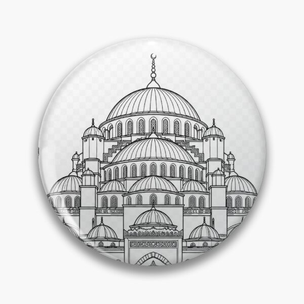 Item preview, Ottoman Imperial Mosque | Istanbul Islamic Architecture | Black and White Vector designed and sold by DesertInkArt.