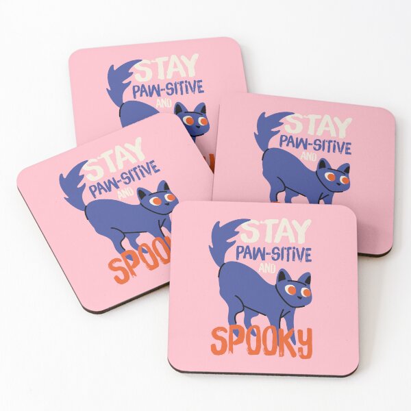 Item preview, Cute Black Cat Stay Pawsitive and Spooky Halloween designed and sold by Panna Limon Store.