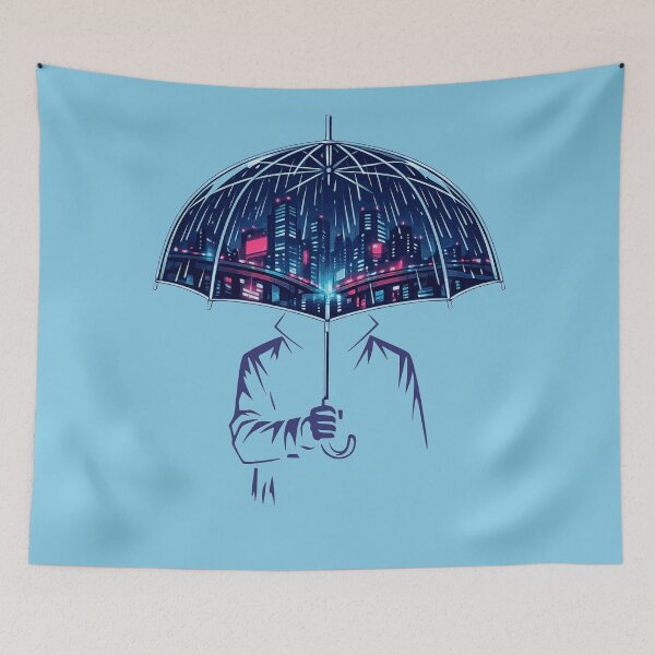 Item preview, Retrowave City Inside My Umbrella designed and sold by KungPowUnicorn.
