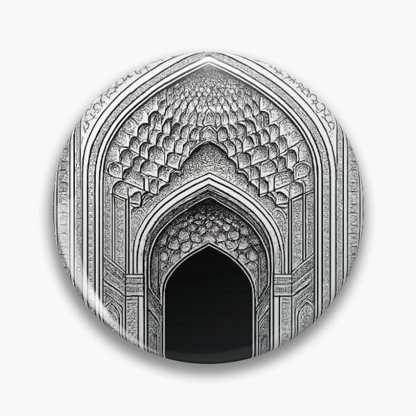 Item preview, Persian Iwan | Safavid Islamic Architecture | Black and White Vector designed and sold by DesertInkArt.