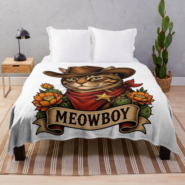 Item preview, Meowboy Western Cowboy Cat Tattoo designed and sold by Old's Cool Cat Studio.