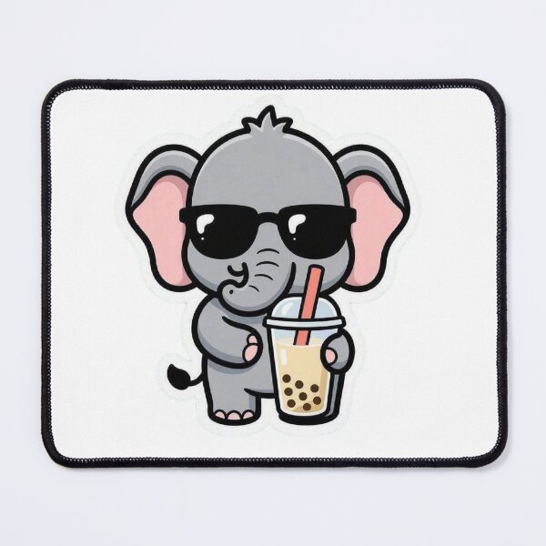 Item preview, Cute Elephant Drinking Boba Tea designed and sold by BobaCatDesign.