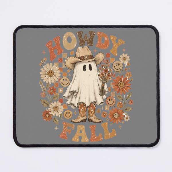 Item preview, Howdy Fall Cowboy Ghost Western Groovy Halloween Checkerboard Design designed and sold by Yellowriversss.