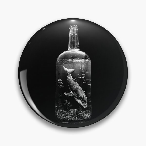 Item preview, Whale in a Bottle Surreal Monochrome Ocean Fantasy Art designed and sold by inkoutninja.