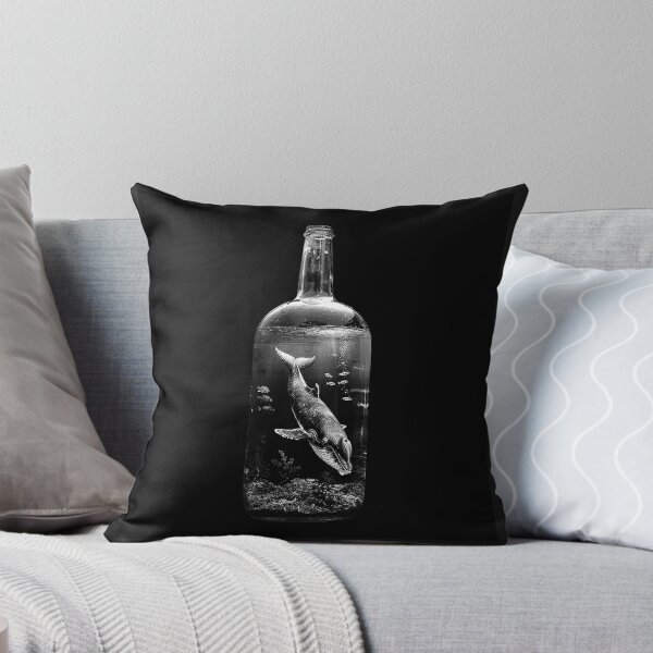 Item preview, Whale in a Bottle Surreal Monochrome Ocean Fantasy Art designed and sold by inkoutninja.