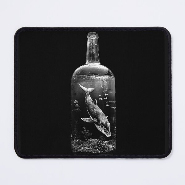 Item preview, Whale in a Bottle Surreal Monochrome Ocean Fantasy Art designed and sold by inkoutninja.